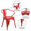 Flash Furniture Red Metal Chair With Arms, Model# CH-31270-RED-GG 3