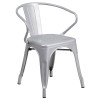Flash Furniture Silver Metal Chair With Arms, Model# CH-31270-SIL-GG