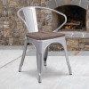 Flash Furniture Silver Metal Chair With Arms, Model# CH-31270-SIL-WD-GG 2