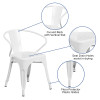 Flash Furniture White Metal Chair With Arms, Model# CH-31270-WH-GG 3