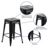 Flash Furniture 24" Black No Back Metal Stool, Model# CH-31320-24-BK-GG 3