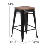 Flash Furniture 24" Black Backless Metal Stool, Model# CH-31320-24-BK-WD-GG 4