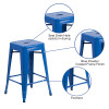 Flash Furniture 24" Blue No Back Metal Stool, Model# CH-31320-24-BL-GG 3