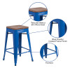 Flash Furniture 24" Blue Metal Counter Stool, Model# CH-31320-24-BL-WD-GG 3