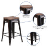 Flash Furniture 24" Aged Black NoBack Stool, Model# CH-31320-24-BQ-WD-GG 3
