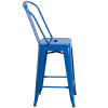 Flash Furniture 24" Blue Metal Outdoor Stool, Model# CH-31320-24GB-BL-GG 7