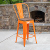 Flash Furniture 24" Orange Metal Counter Stool, Model# CH-31320-24GB-OR-WD-GG 2