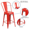 Flash Furniture 24" Red Metal Outdoor Stool, Model# CH-31320-24GB-RED-GG 3