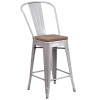 Flash Furniture 24" Silver Metal Counter Stool, Model# CH-31320-24GB-SIL-WD-GG