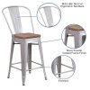 Flash Furniture 24" Silver Metal Counter Stool, Model# CH-31320-24GB-SIL-WD-GG 3