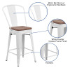 Flash Furniture 24" White Metal Counter Stool, Model# CH-31320-24GB-WH-WD-GG 3