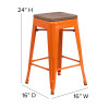 Flash Furniture 24" Orange Metal Counter Stool, Model# CH-31320-24-OR-WD-GG 4