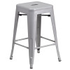 Flash Furniture 24" Silver No Back Metal Stool, Model# CH-31320-24-SIL-GG