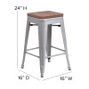 Flash Furniture 24" Silver No Back Metal Stool, Model# CH-31320-24-SIL-GG 4