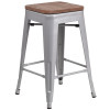 Flash Furniture 24" Silver Metal Counter Stool, Model# CH-31320-24-SIL-WD-GG