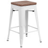 Flash Furniture 24" White Metal Counter Stool, Model# CH-31320-24-WH-WD-GG