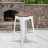 Flash Furniture 24" White Metal Counter Stool, Model# CH-31320-24-WH-WD-GG 2