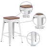 Flash Furniture 24" White Metal Counter Stool, Model# CH-31320-24-WH-WD-GG 3