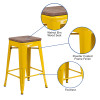 Flash Furniture 24" Yellow Metal Counter Stool, Model# CH-31320-24-YL-WD-GG 3