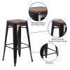 Flash Furniture 30" Black Backless Metal Stool, Model# CH-31320-30-BK-WD-GG 3