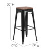 Flash Furniture 30" Black Backless Metal Stool, Model# CH-31320-30-BK-WD-GG 4