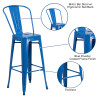 Flash Furniture 30" Blue Metal Outdoor Stool, Model# CH-31320-30GB-BL-GG 3