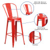 Flash Furniture 30" Red Metal Outdoor Stool, Model# CH-31320-30GB-RED-GG 3
