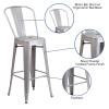 Flash Furniture 30" Silver Metal Outdoor Stool, Model# CH-31320-30GB-SIL-GG 3