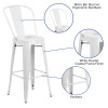 Flash Furniture 30" White Metal Outdoor Stool, Model# CH-31320-30GB-WH-GG 3