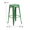 Flash Furniture 30" Green No Back Metal Stool, Model# CH-31320-30-GN-GG 4