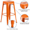 Flash Furniture 30" Orange No Back Metal Stool, Model# CH-31320-30-OR-GG 3
