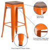 Flash Furniture 30" Orange Metal Barstool, Model# CH-31320-30-OR-WD-GG 3