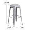 Flash Furniture 30" Silver No Back Metal Stool, Model# CH-31320-30-SIL-GG 4
