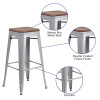 Flash Furniture 30" Silver Metal Barstool, Model# CH-31320-30-SIL-WD-GG 3