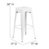 Flash Furniture 30" White No Back Metal Stool, Model# CH-31320-30-WH-GG 4