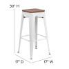 Flash Furniture 30" White Metal Barstool, Model# CH-31320-30-WH-WD-GG 4