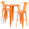 Flash Furniture 23.75SQ Orange Metal Bar Set, Model# CH-31330B-2-30GB-OR-GG