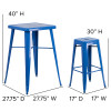 Flash Furniture 23.75SQ Blue Metal Bar Set, Model# CH-31330B-2-30SQ-BL-GG 4