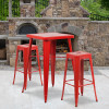 Flash Furniture 23.75SQ Red Metal Bar Set, Model# CH-31330B-2-30SQ-RED-GG 2