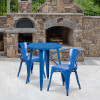 Flash Furniture 24RD Blue Metal Table Set, Model# CH-51080TH-2-18ARM-BL-GG 2