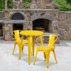 Flash Furniture 24RD Yellow Metal Table Set, Model# CH-51080TH-2-18ARM-YL-GG 2