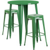 Flash Furniture 30RD Green Metal Bar Set, Model# CH-51090BH-2-30SQST-GN-GG