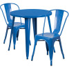 Flash Furniture 30RD Blue Metal Set, Model# CH-51090TH-2-18CAFE-BL-GG