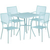 Flash Furniture 28SQ Sky Blue Patio Table Set, Model# CO-28SQ-02CHR4-SKY-GG