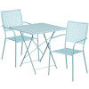 Flash Furniture 28SQ Sky Blue Fold Patio Set, Model# CO-28SQF-02CHR2-SKY-GG