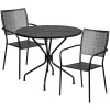 Flash Furniture 35.25RD Black Patio Table Set, Model# CO-35RD-02CHR2-BK-GG