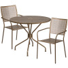 Flash Furniture 35.25RD Gold Patio Table Set, Model# CO-35RD-02CHR2-GD-GG