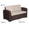 Flash Furniture Chocolate Rattan Loveseat, Model# DAD-SF1-2-GG 4