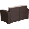 Flash Furniture Chocolate Rattan Loveseat, Model# DAD-SF1-2-GG 5