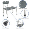 Flash Furniture HERCULES Series Gray Bath Transfer Bench, Model# DC-HY3510L-GRY-GG 3